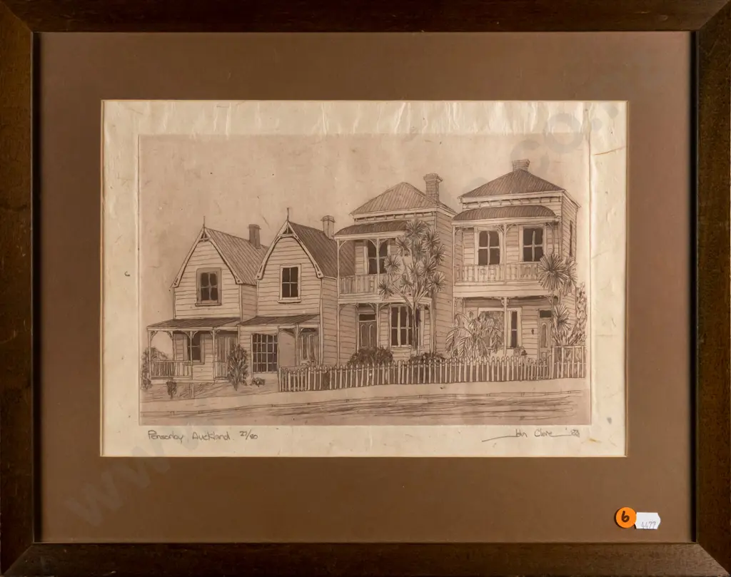 John Clere '83 - ltd edition print 27/80 - "Ponsonby Auckland" (some creasing) Image 1++