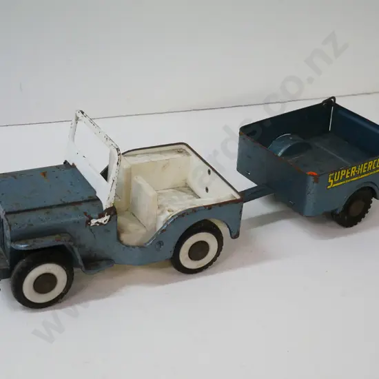 vintage Wyn-Toy Australia Super Hercules Jeep and trailer - has corrosion and pitting L-480 including trailer