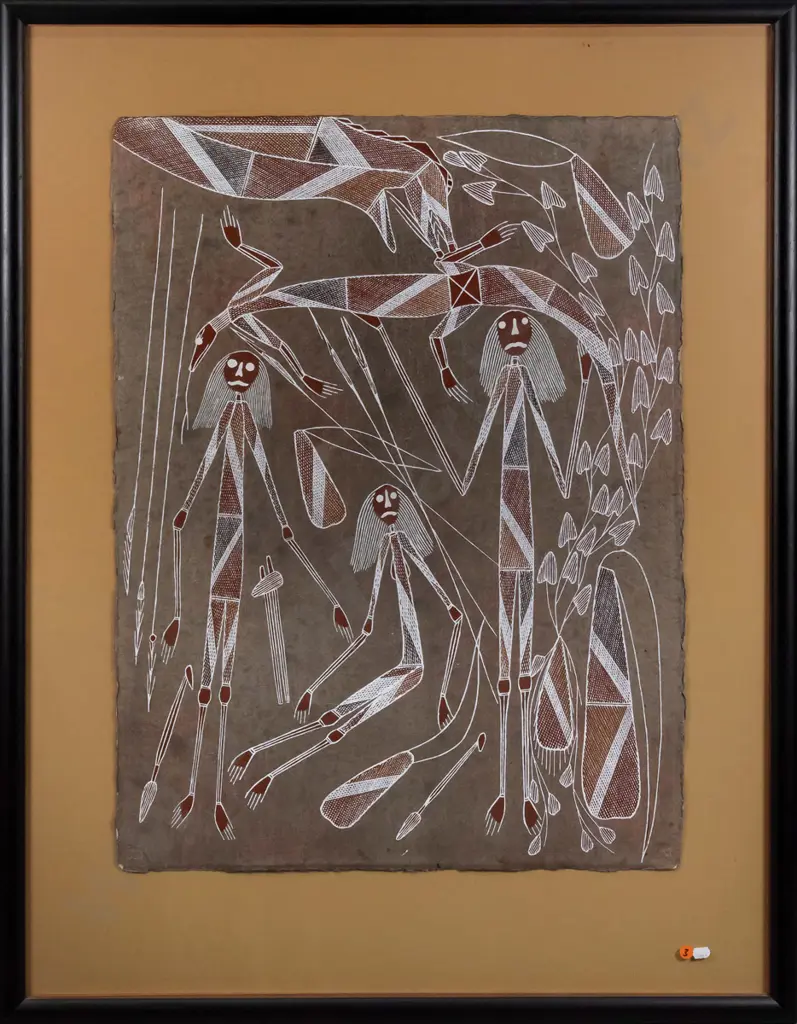 Ross Yulidjirri (Kunwinjku tribe) - framed acrylic  -  Mimi spirits H-760 W-580 Image 1++