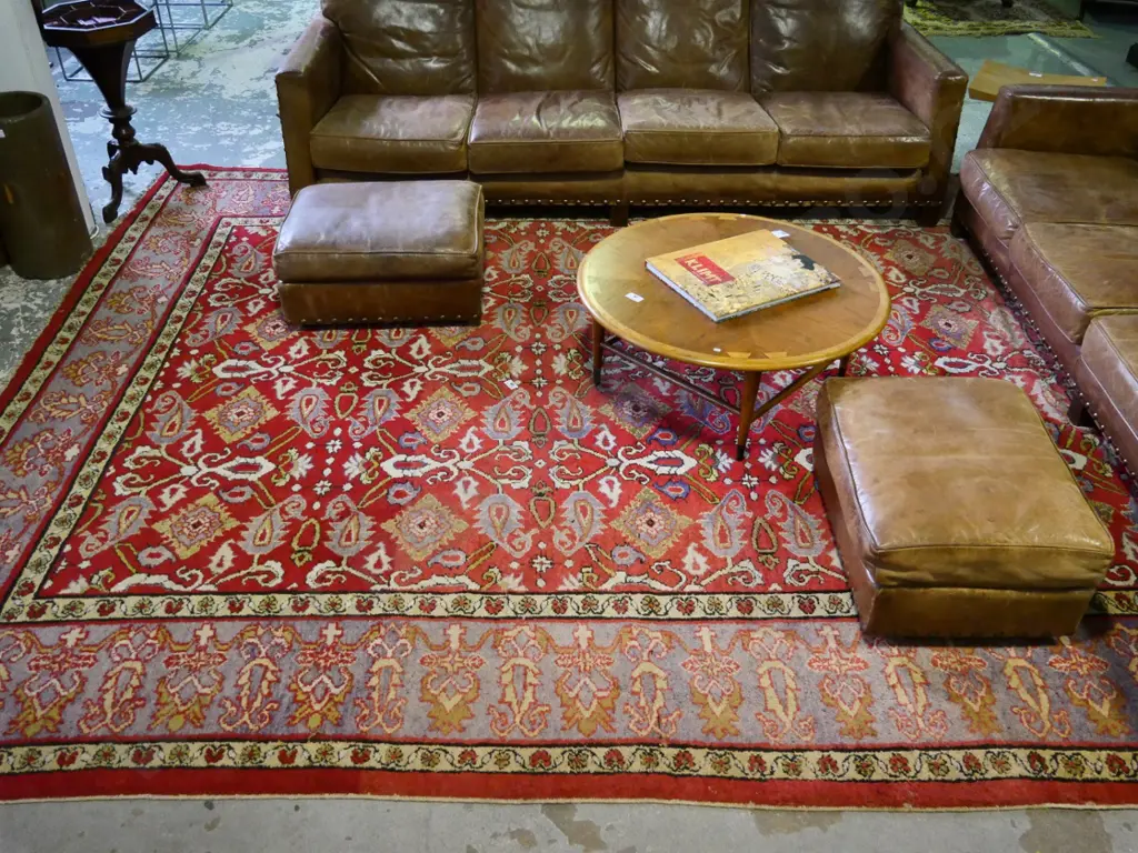 large red and purple floor mat - some wear and fading L-3140 W-4080 Image 1++