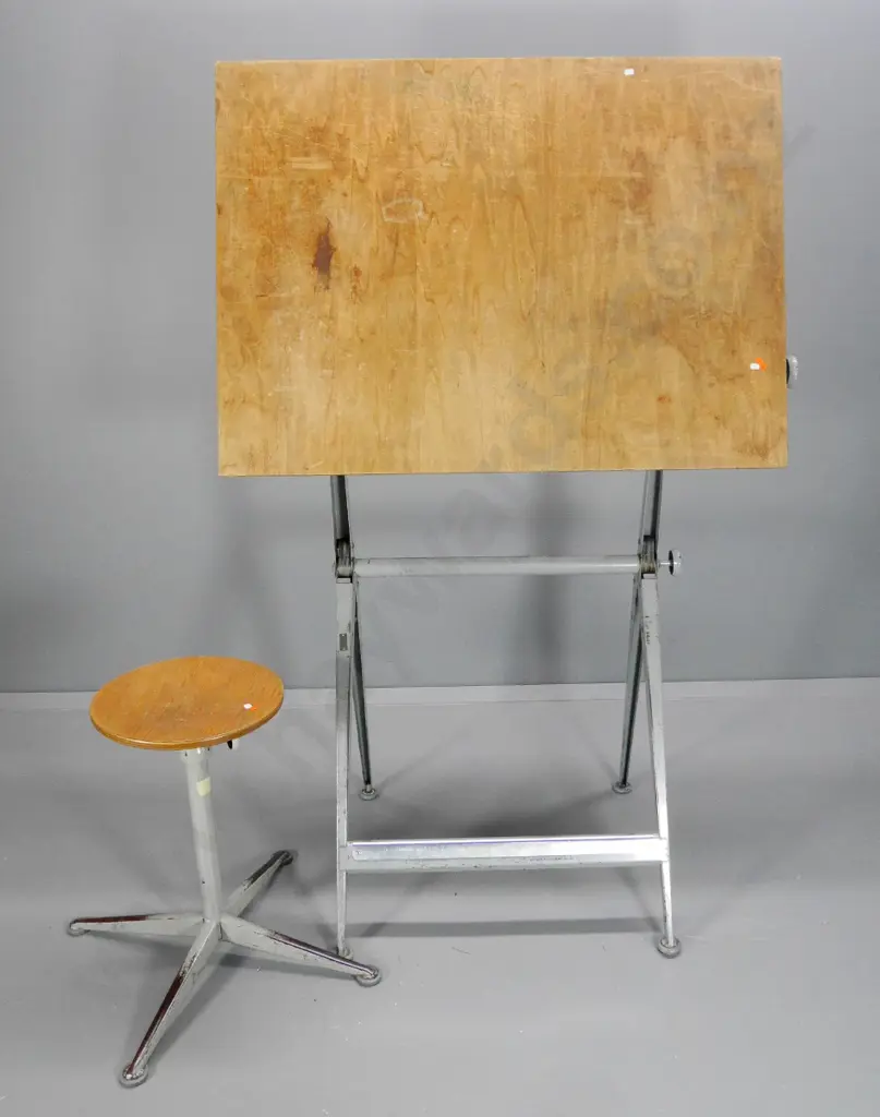 Bauhaus design drafting table with matching stool Top 1100x800 Image 1++