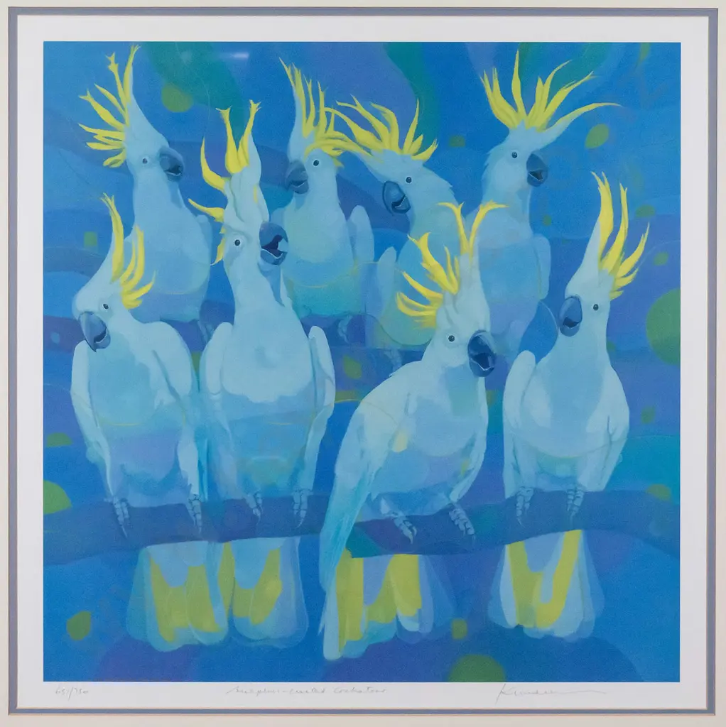 illegible signature - framed limited edition print 651/750- cockatoos H-490 W-490 Image 1++