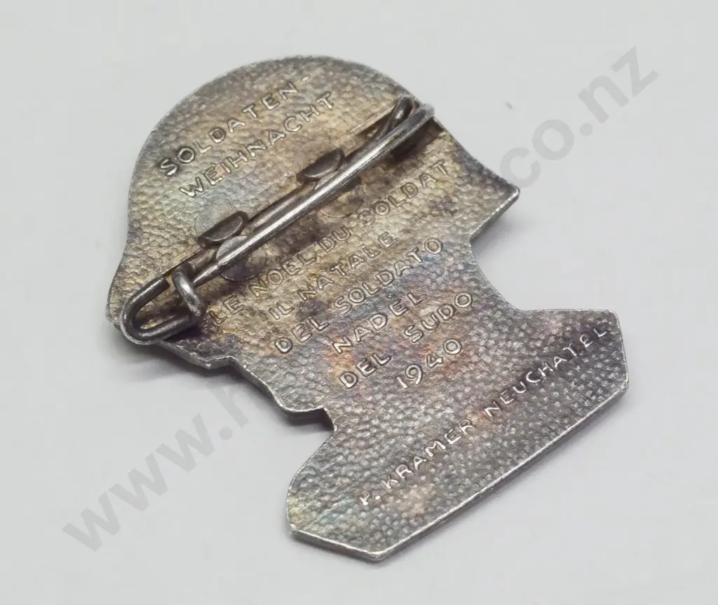 German sweetheart brooch in the form of a soldiers head - P Kramer Neuchatel Image 1++