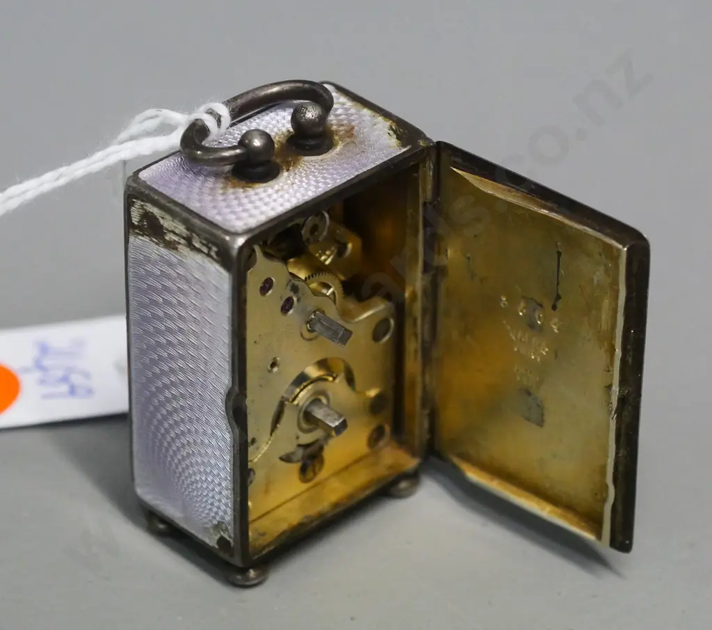 restorer's Valme Switzerland miniature carriage clock - movement loose, damage to enamel H-40 W-25 Image 1++