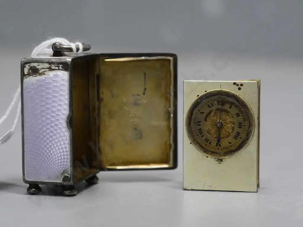 restorer's Valme Switzerland miniature carriage clock - movement loose, damage to enamel H-40 W-25 Image 1++