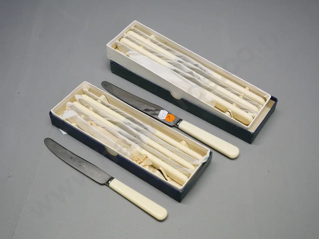 2 boxed sets of 6 faux-bone handled knives - as-new condition Image 1++