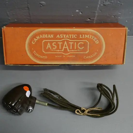vintage Canadian Astatic Ltd. microphone in original box - no stand, bare wire ends