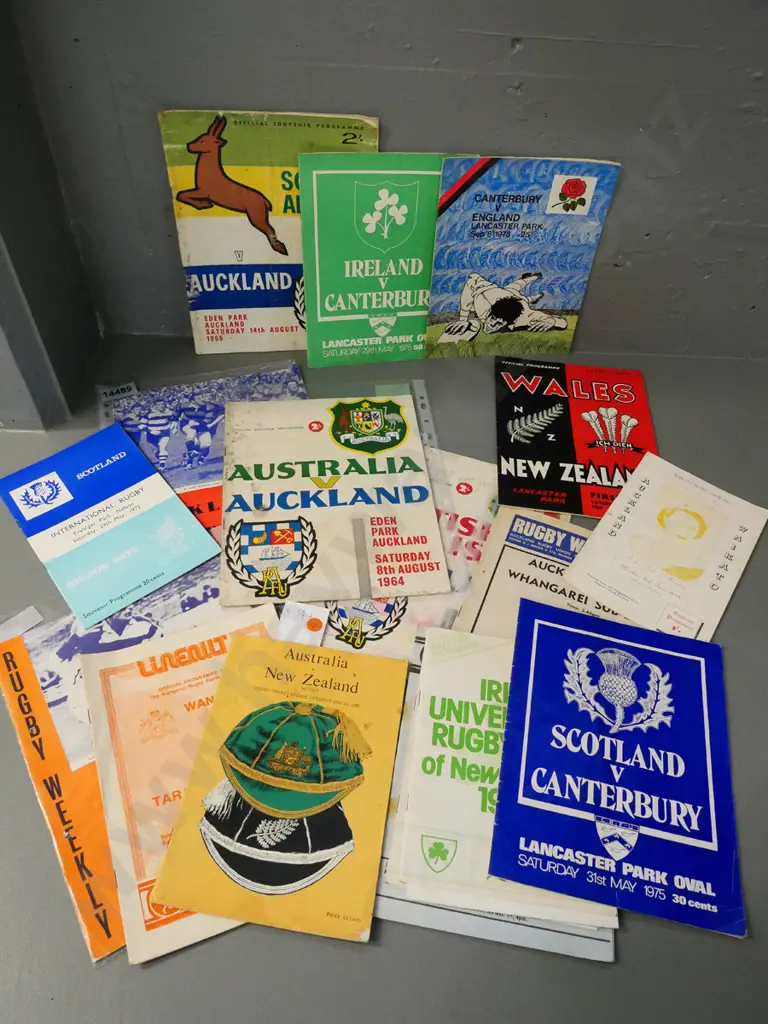 various rugby programs - dates from 1960s thru 80s, mainly NZ matches, Sydney etc. Image 1++