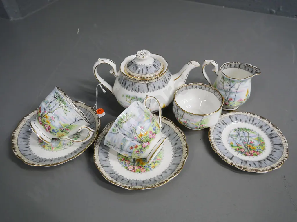 Royal Albert Silver Birch early morning tea for two Image 1++