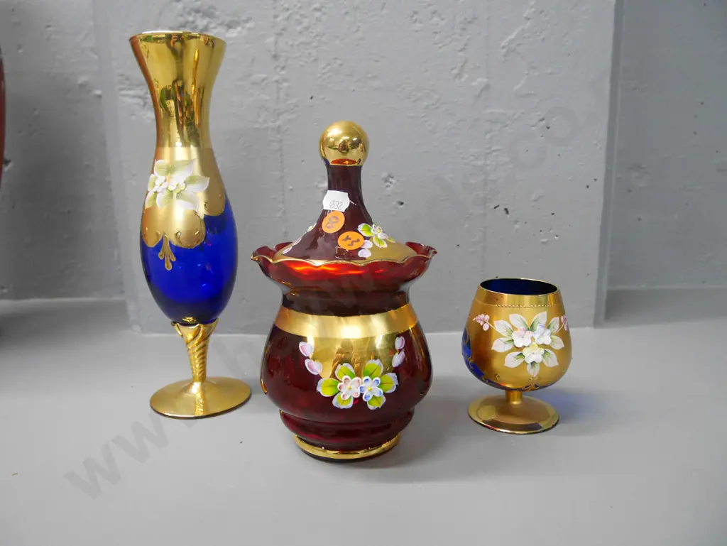 3x hand painted Venetian glass ware Image 1++