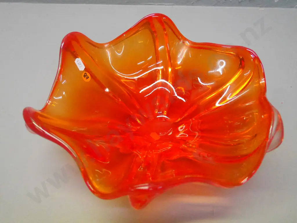 orange studio art glass bowl H-120 W-290 Image 1++