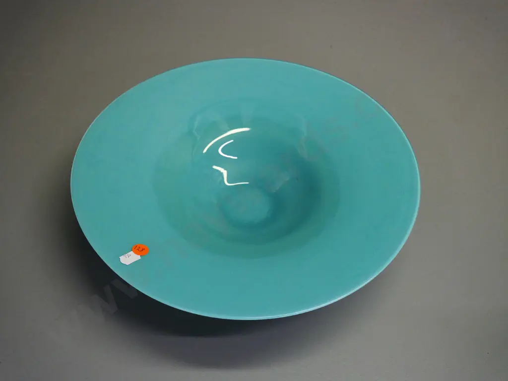 turquoise art glass bowl - diameter 320 Image 1++