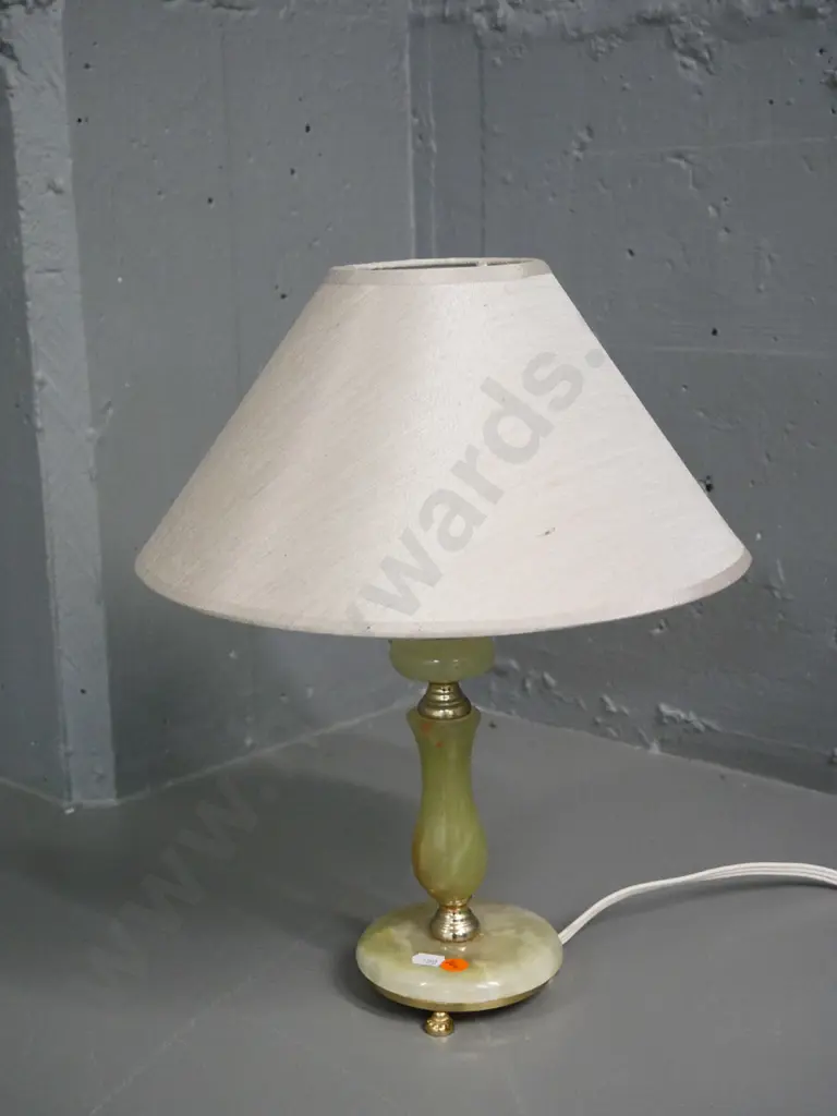 Italian alabaster and brass table lamp - with shade H-390 Diameter 300 Image 1++