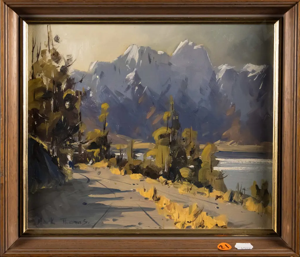 Mark Thomas 1980 - framed oil - "Remarkables, Queenstown" H-200 W-240 Image 1++
