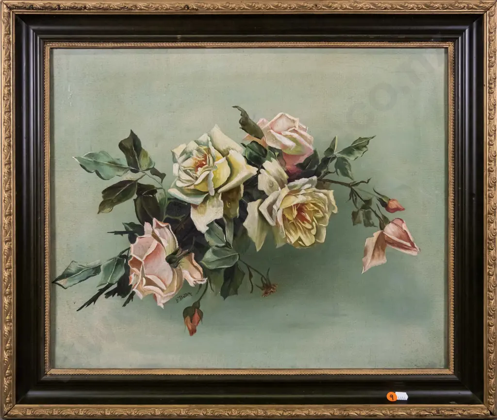 E Dalton 1906 - framed oil on canvas - roses H-430 W-530 Image 1++
