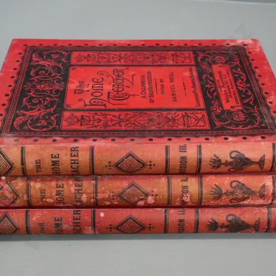 3 volume 'The Home Teacher' with numerous maps and illustrations - ed. Samuel Neil circa 1890s