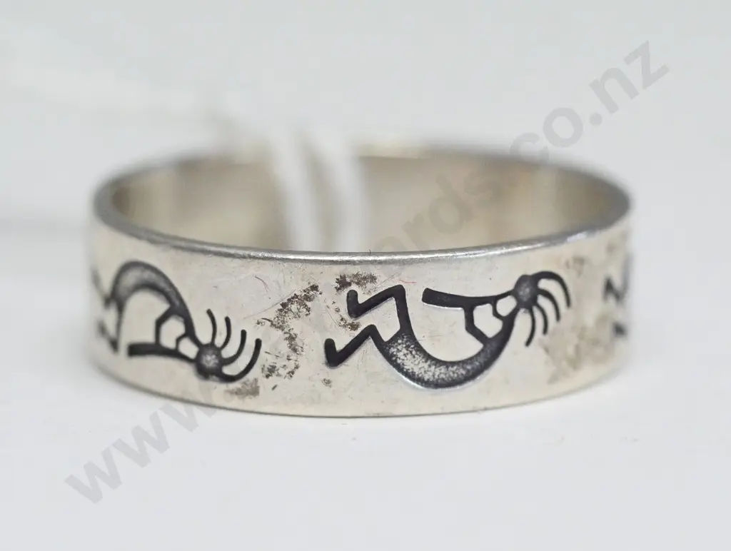 silver ring with engraving stamped sterling Image 1++