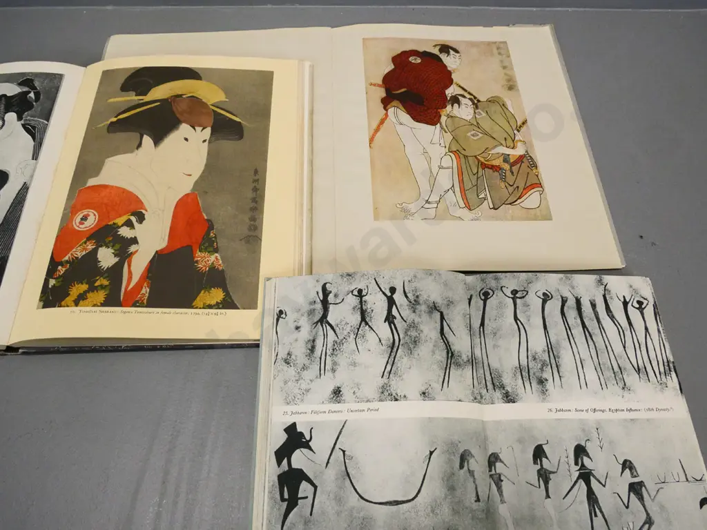 3 art books - 2 on Japanese colour prints (wear to DJs) and Henri Lhote's Search for the Tassili Frescoes - no DJ Image 1++
