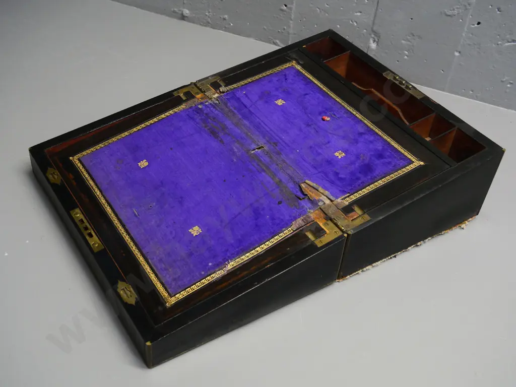 restorer's vintage brass-bound writing box - closed H-160 W-350 D-240 Image 1++