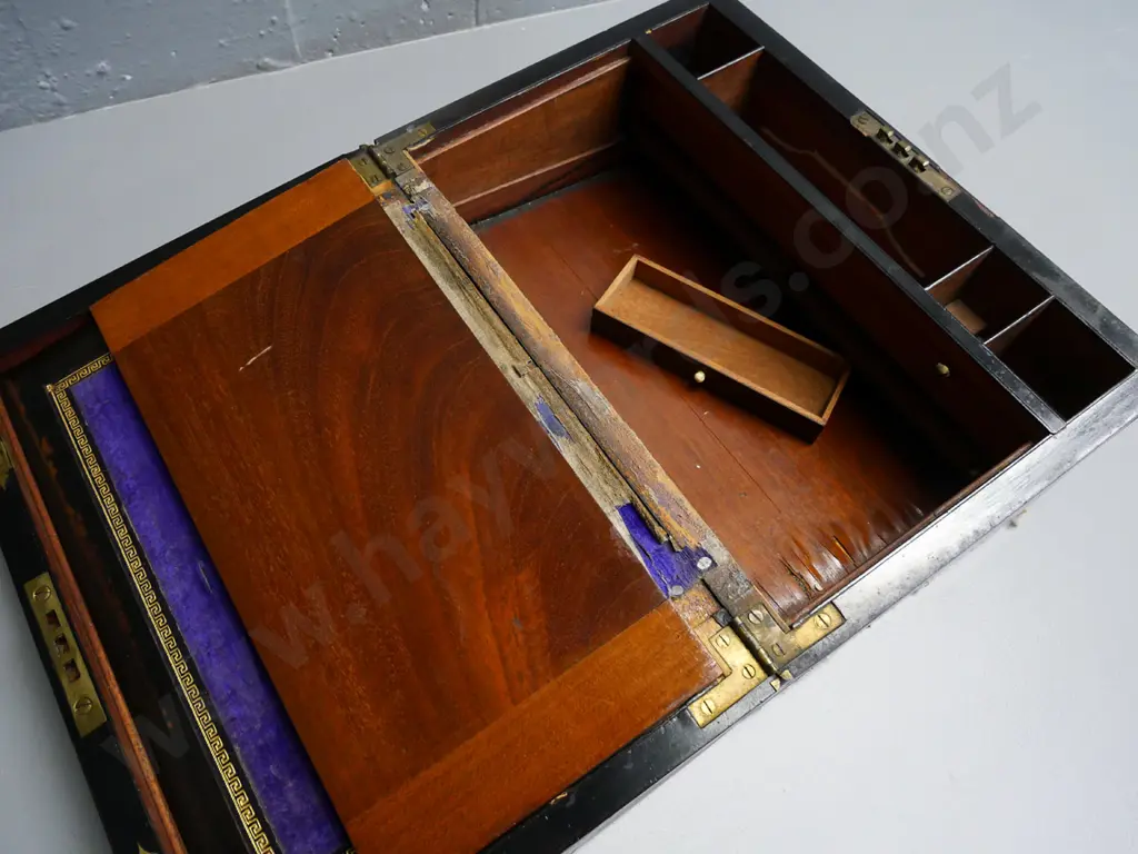 restorer's vintage brass-bound writing box - closed H-160 W-350 D-240 Image 1++