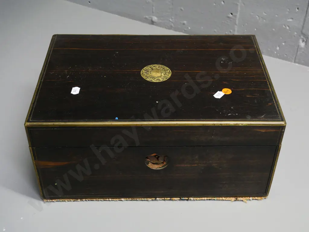 restorer's vintage brass-bound writing box - closed H-160 W-350 D-240 Image 1++