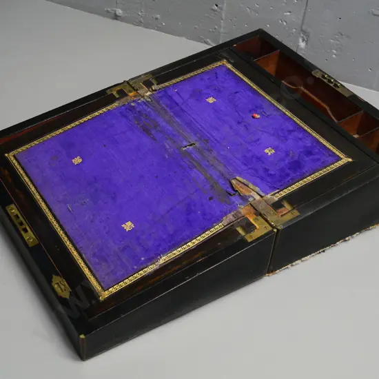 restorer's vintage brass-bound writing box - closed H-160 W-350 D-240