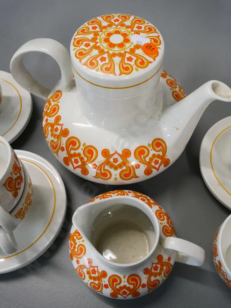 retro Ridgway Christina orange and white coffee set - spare cup, no sugar bowl Image 1++