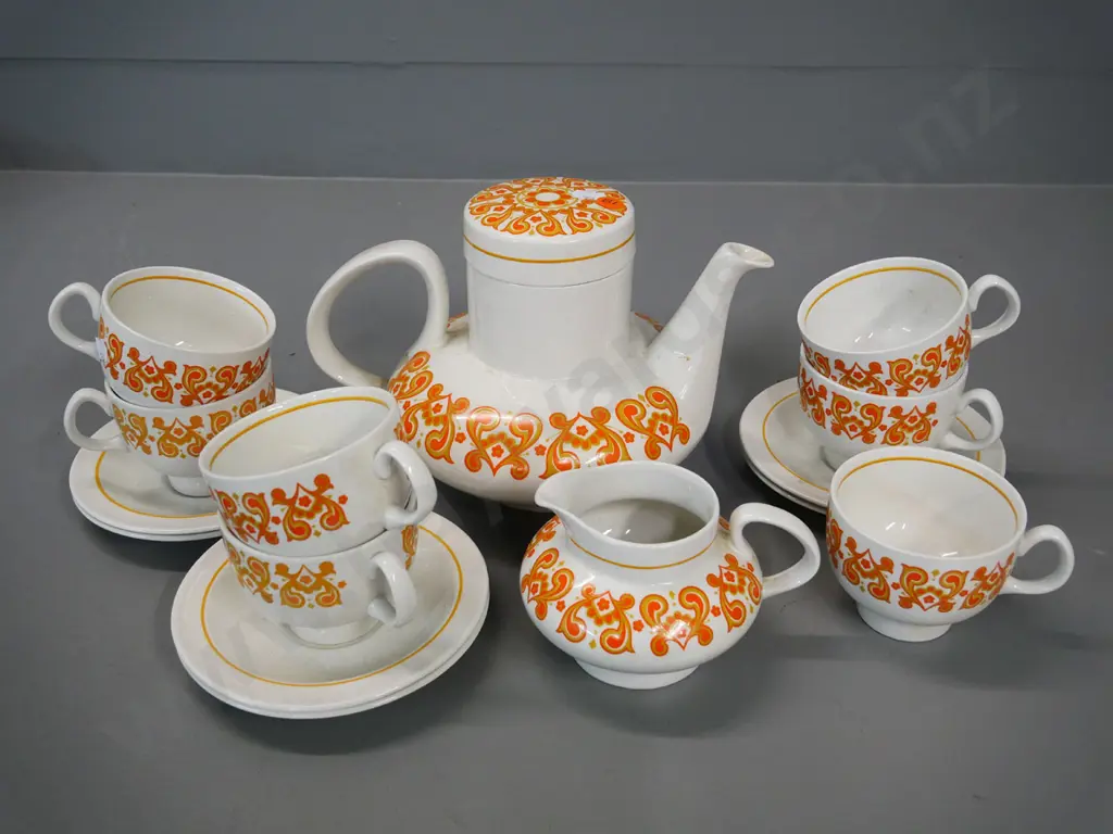retro Ridgway Christina orange and white coffee set - spare cup, no sugar bowl Image 1++