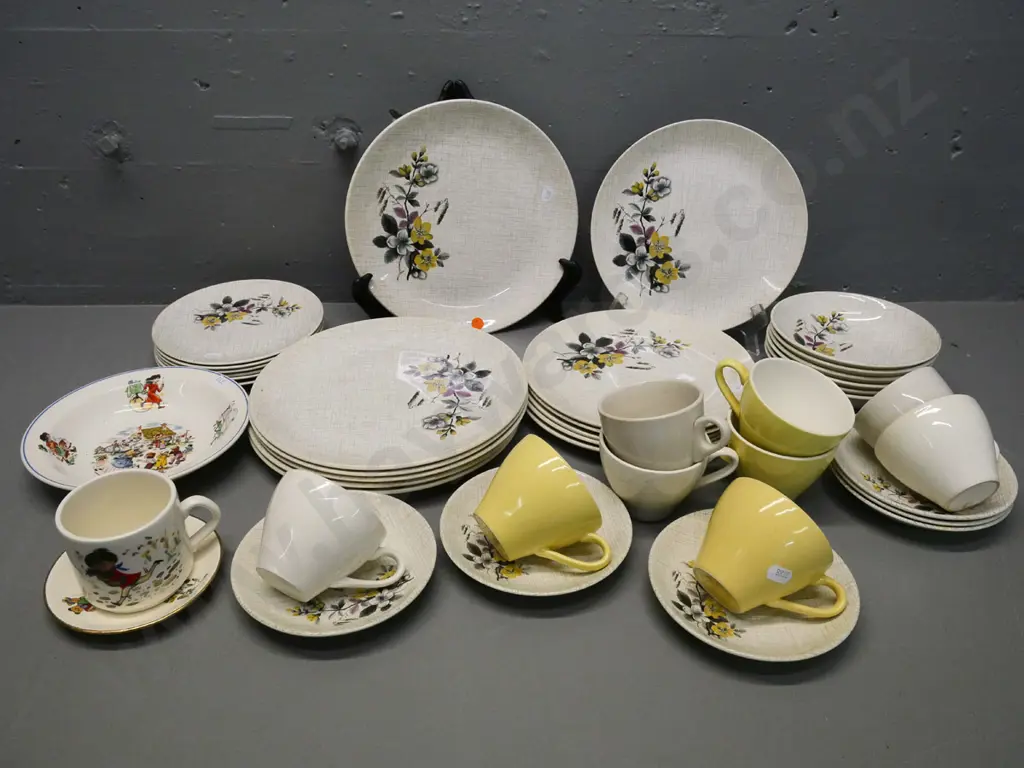 assorted Crown Lynn items - Seville dinnerware, child's mug, plate and saucer (no cup) Image 1++