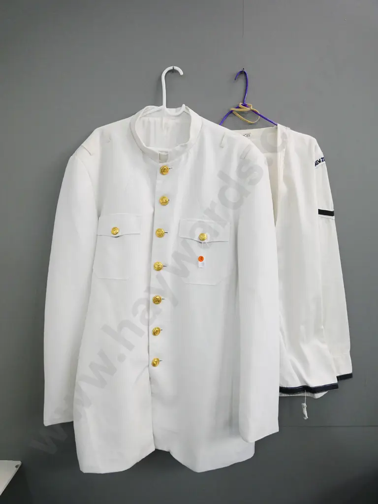 2 New Zealand Navy garments - sailor's top and trousers and a Naval dress jacket Image 1++