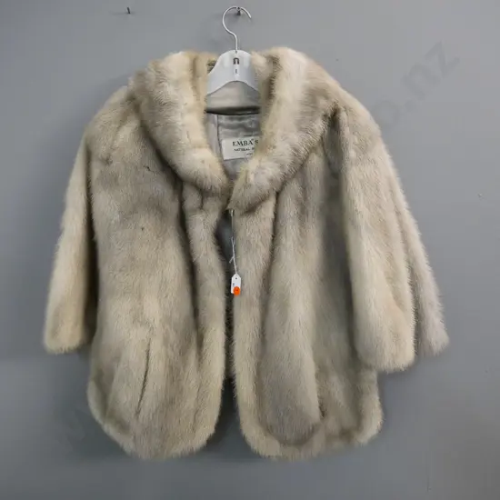 grey mink short cape