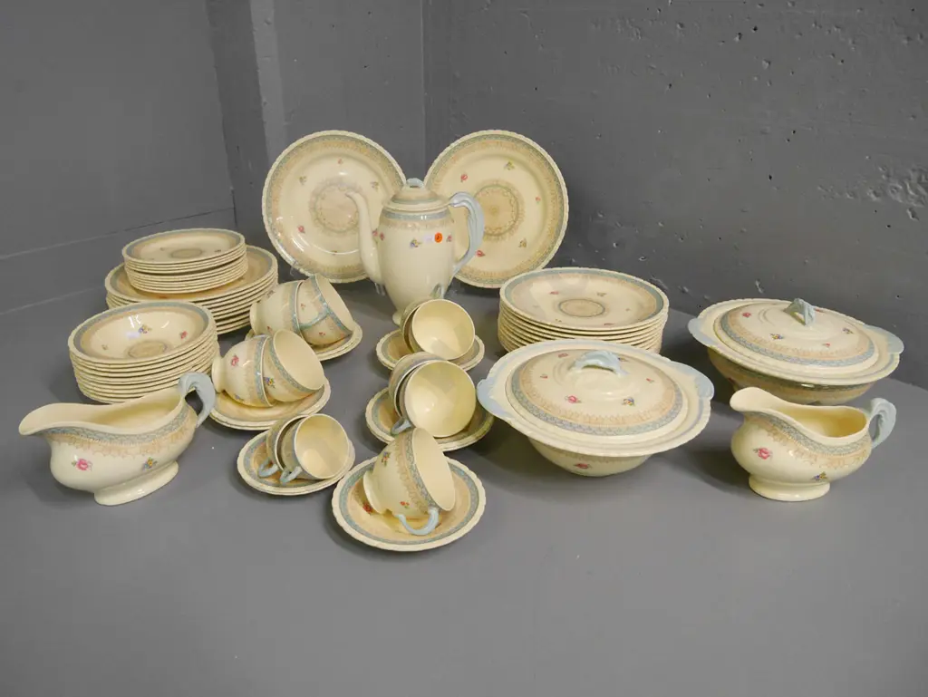 large assortment of Newhall dinner items, including covered veges, sauce jugs, coffee pot (a few chips) Image 1++