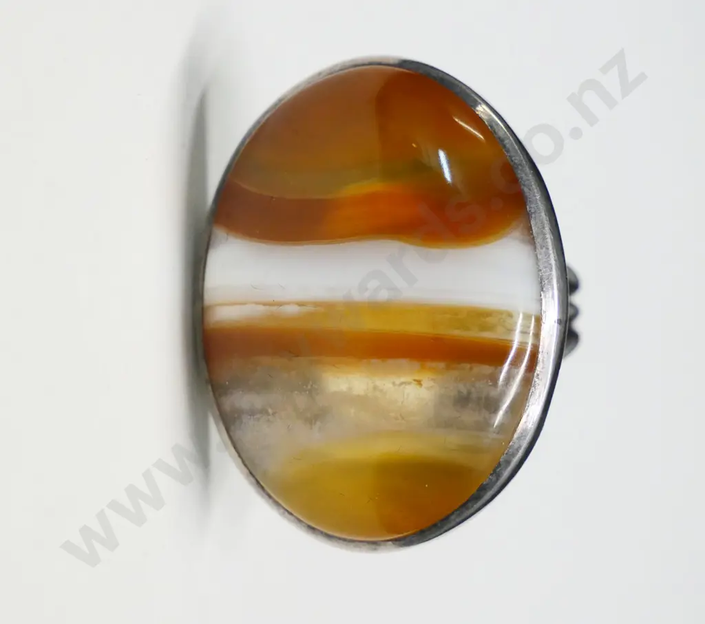 silver & agate ring stamped 925 Image 1++