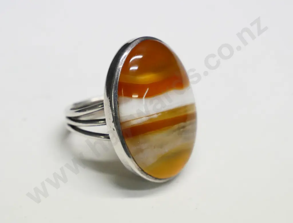 silver & agate ring stamped 925 Image 1++