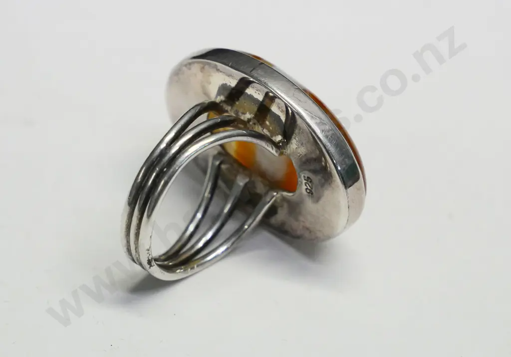 silver & agate ring stamped 925 Image 1++