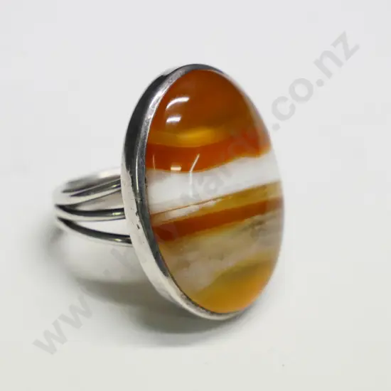 silver & agate ring stamped 925