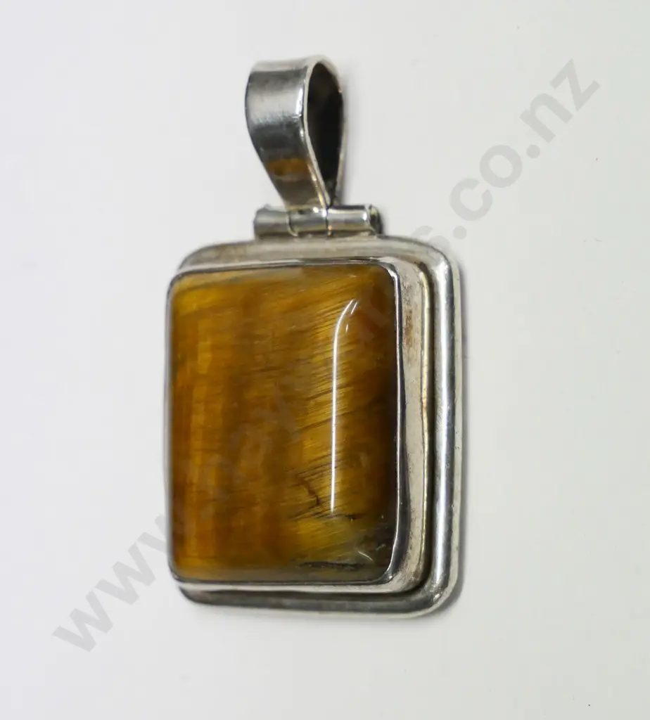 silver agate stone pendant stamped 925 no chain Image 1++