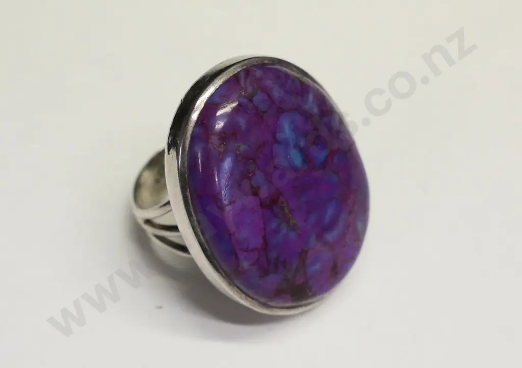 silver & purple stone ring stamped 925 Image 1++