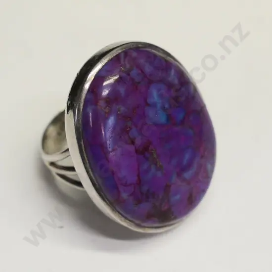 silver & purple stone ring stamped 925