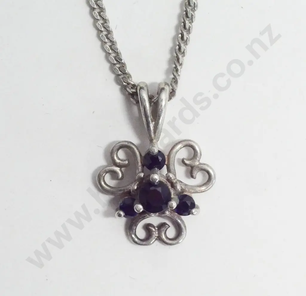 sapphire pendant chain stamped 925 Image 1++