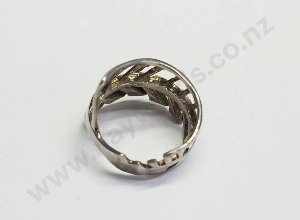 silver leaf cut out ring stamped 925 Image 1++