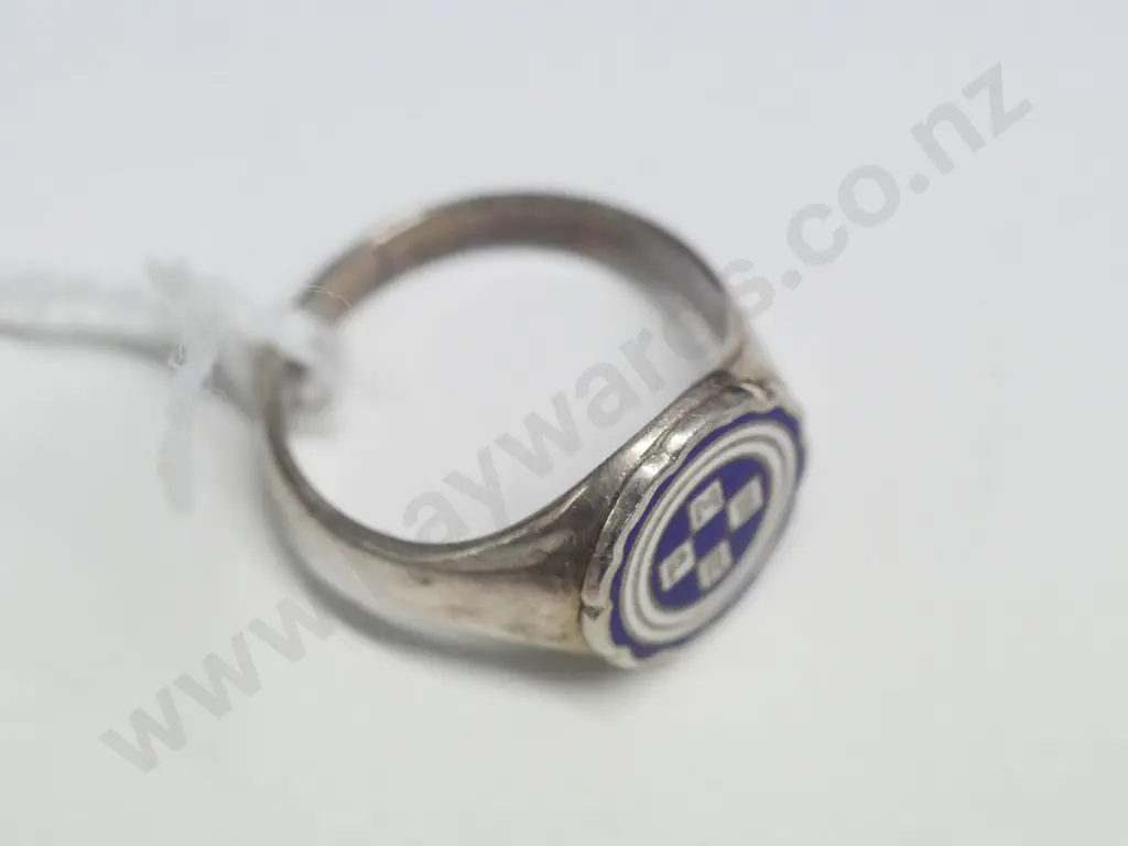 silver ring with letters PMSR stamped sterling Image 1++
