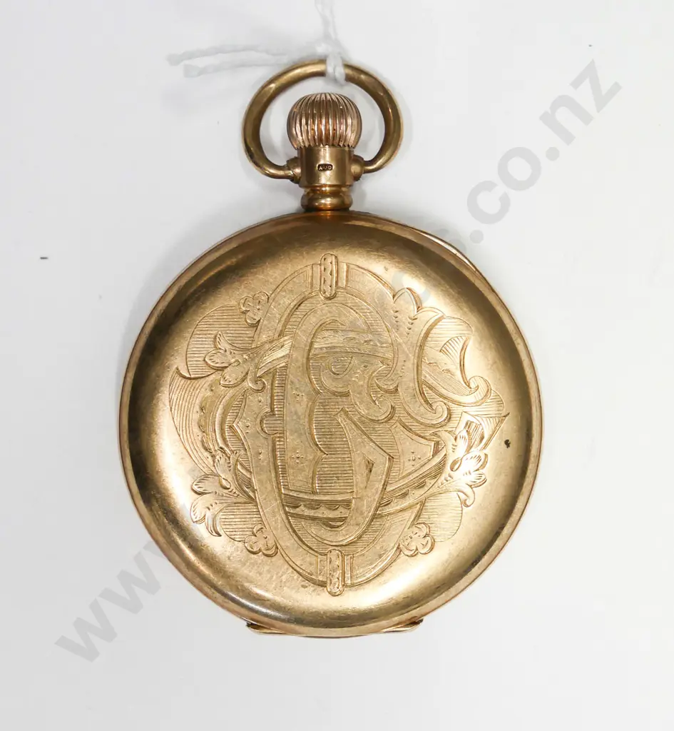 gold half hunter pocket watch - no hands not working stamped 375 Image 1++