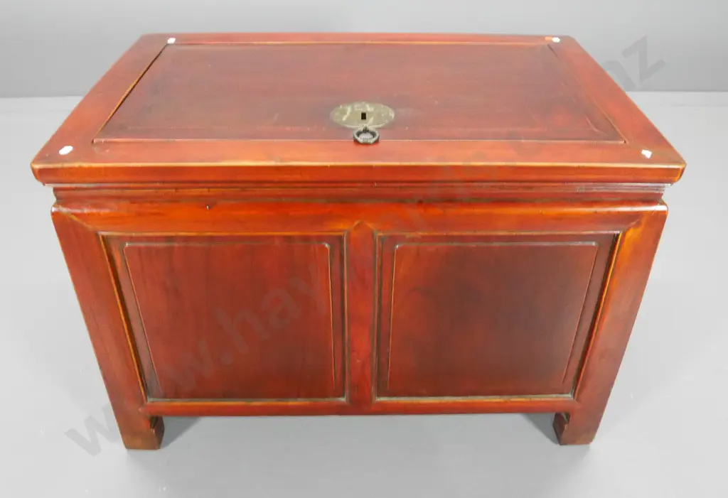 Chinese hardwood chest with lift-out inset lid, w/brass hardware, missing sliding latch, H-550 W-810 D-530 Image 1++