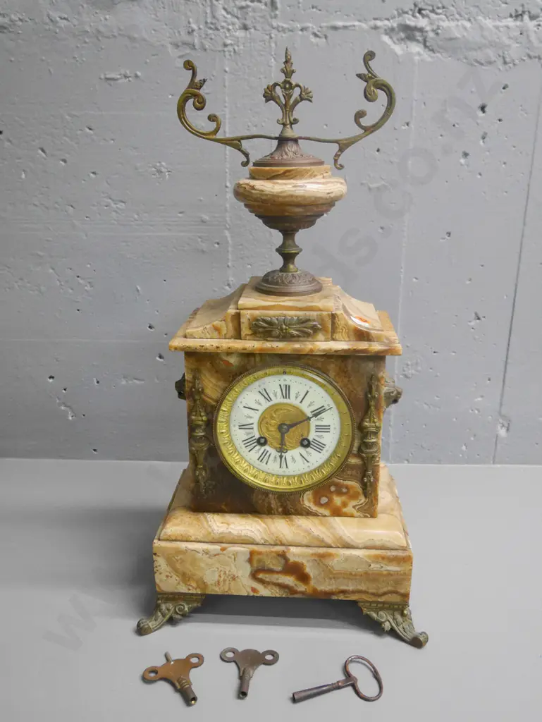 French marble clock with ormolu mounts - 1640 etched on clock mechanism H-500 (working) Image 1++