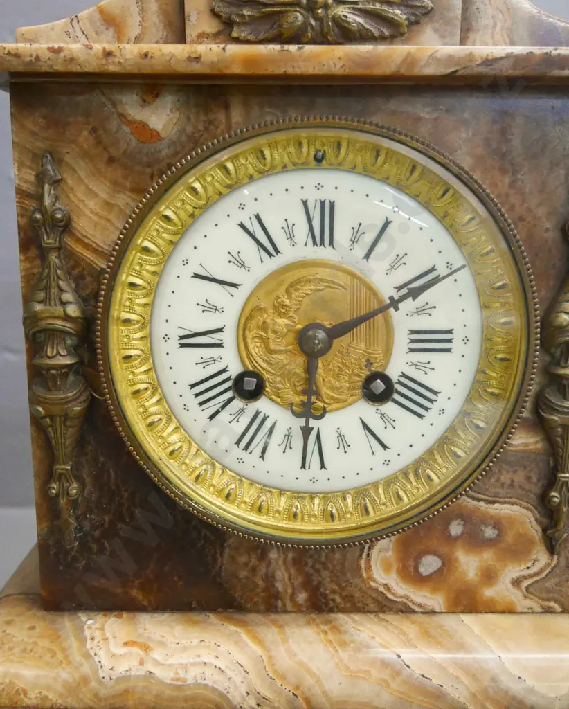 French marble clock with ormolu mounts - 1640 etched on clock mechanism H-500 (working) Image 1++