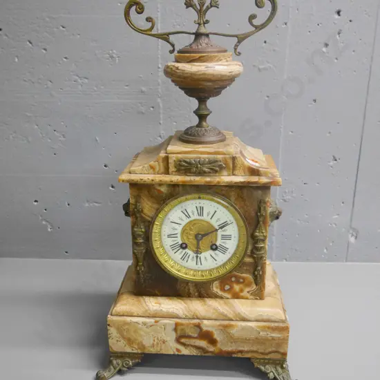 French marble clock with ormolu mounts - 1640 etched on clock mechanism H-500 (working)