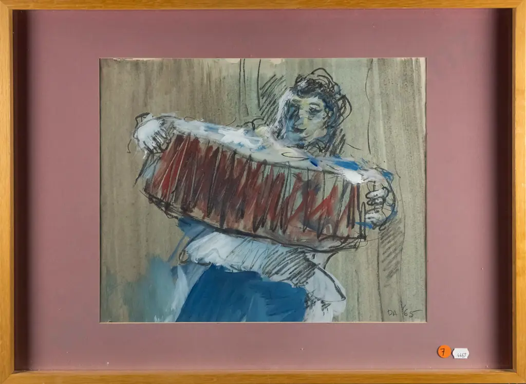 DA '65 - framed watercolour & charcoal - "Study of a Russian Dancer" H-290 W-360 Image 1++