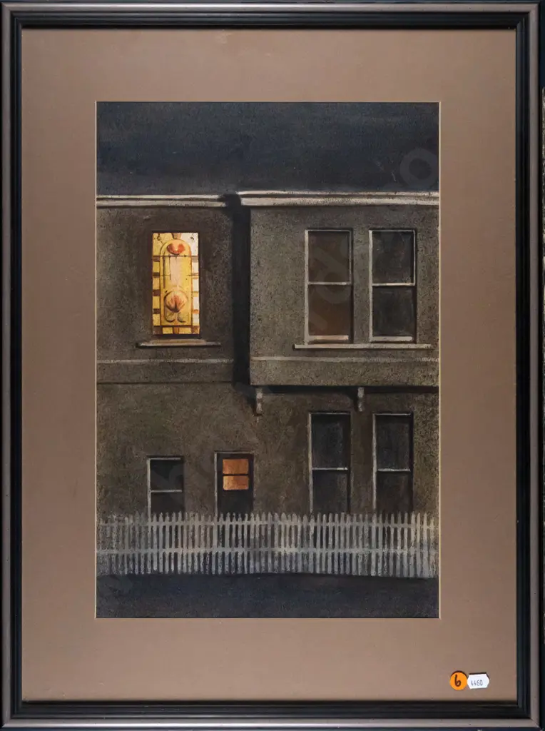 Barry Walsh? - framed watercolour - windows H-410 W-270 Image 1++