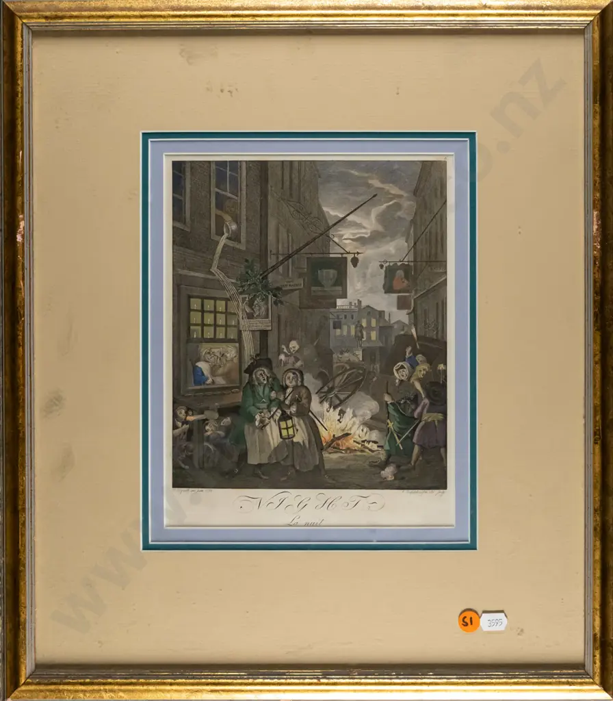 framed vintage print - street scene H-215 W-190 Image 1++